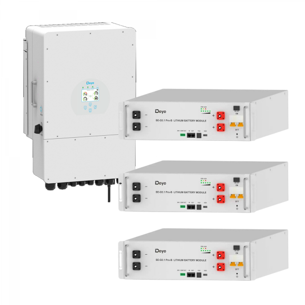 Комплект резервного живлення Deye SUN-12K-SG02LP1-EU-AM3 + 3 шт Deye SE-G5.1 Pro-B