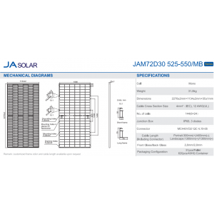 Солнечная двухсторонняя панель JA Solar JAM72D30-540/MB / 540Вт