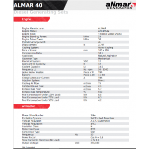 Промисловий дизельний 3 фазний генератор ALMAR ARAA40 Електрозапуск / 40 kWa / ALIMAR альтернатор