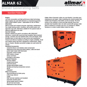 Промисловий дизельний 3 фазний генератор ALMAR ARAA62 Електрозапуск / 62 kWa / ALIMAR альтернатор