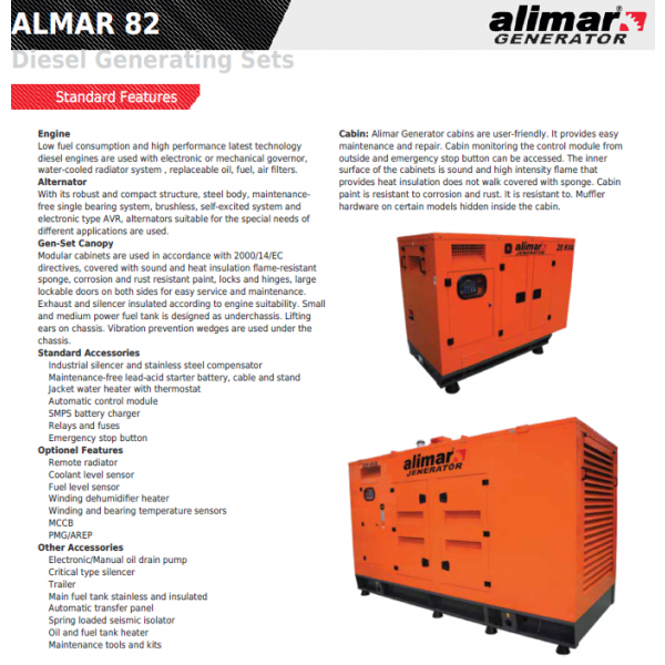 Промисловий дизельний 3 фазний генератор ALMAR ARAA82 Електрозапуск / 82 kWa / ALIMAR альтернатор