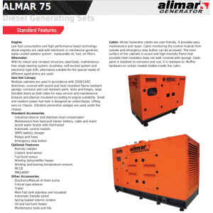 Промисловий дизельний 3 фазний генератор ALMAR ARAA75 Електрозапуск / 75 kWa / ALIMAR альтернатор