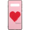 Чехол-накладка TOTO Tempered Glass Phone Case Fashionable для Samsung Galaxy S10 Red Heart on Pink