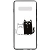 Чехол-накладка TOTO Cartoon Print Glass Case для Samsung Galaxy S10 Cats White/Black