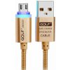 Кабель GOLF GC-12M Braided with LED Micro cable 1m Gold