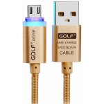 Кабель GOLF GC-12M Braided with LED Micro cable 1m Gold