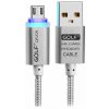 Кабель GOLF GC-12M Braided with LED Micro cable 1m Silver