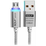 Кабель GOLF GC-12M Braided with LED Micro cable 1m Silver