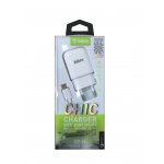 Сетевое зарядное устройство INKAX CD-24 + cable Type-C 1-Port USB Quick Charge 2.0 2.1A White